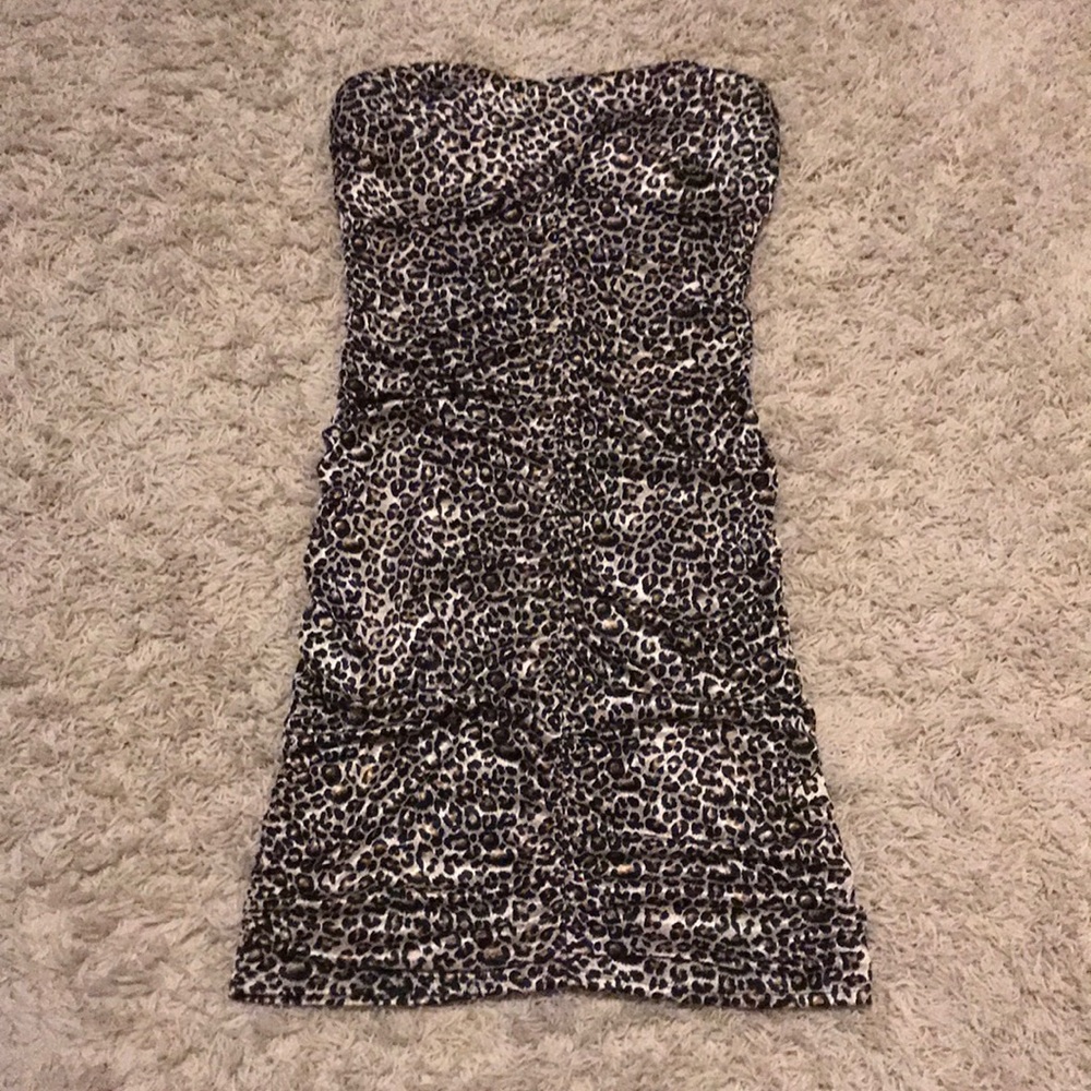 Leopard Satin Scrunched Dress